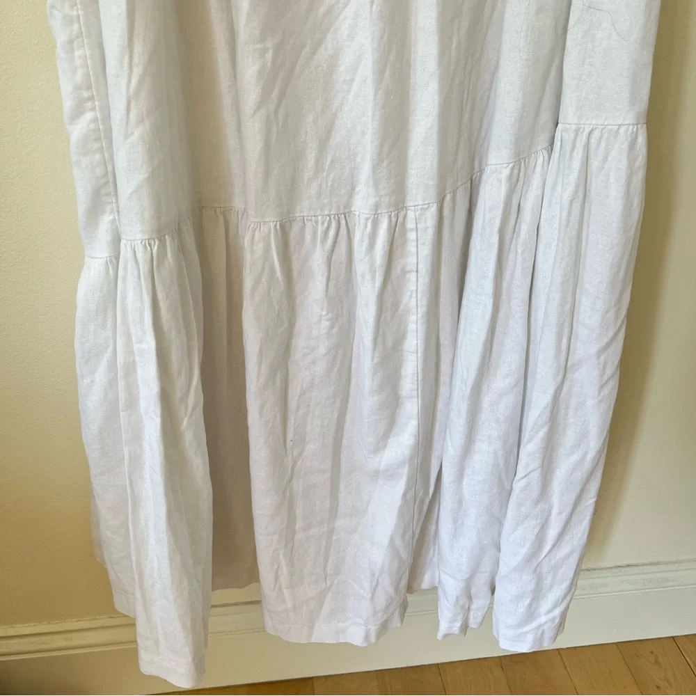Abercrombie & Fitch Linen Blend Asymmetric Tiered Maxi Dress Adjustable Straps